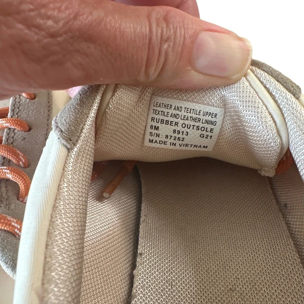 Tory Burch Annie Nylon Runner Sneakers Ivory Blush Pink Suede Size 8